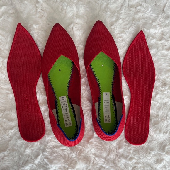 Rothy's The Point II flats Holiday Bright Red pointed-toe flats - wide 8.5 - Picture 3 of 8